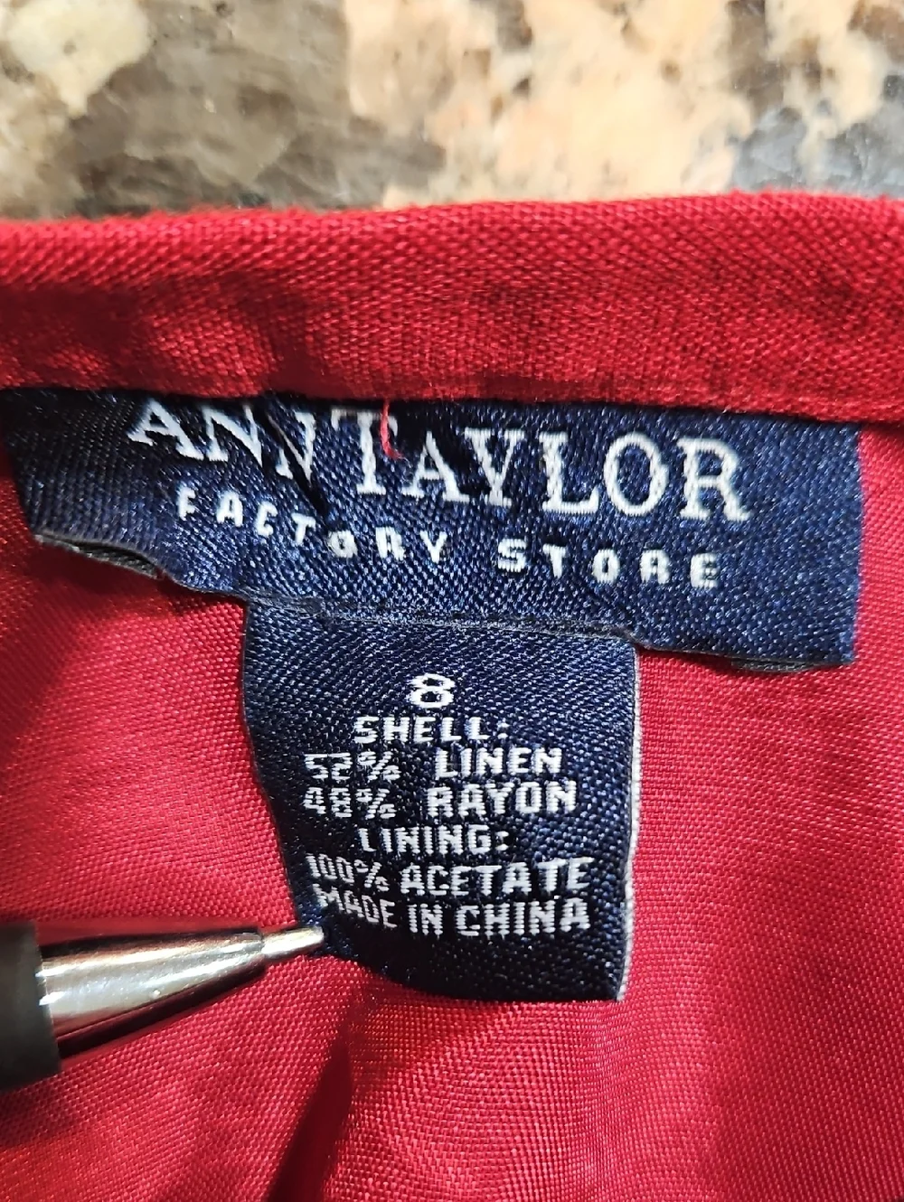 Ann Taylor Red Linen Blend Mini Skirt Sz 8 With Horizontal Pintuck Hemline